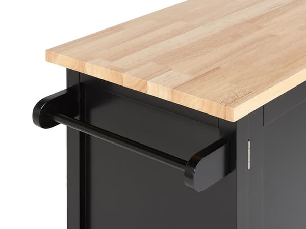Tarjoiluvaunu musta 102 x 90 x 44 cm MDF-levy metalli puu 2-ovinen pyörät hyllyt