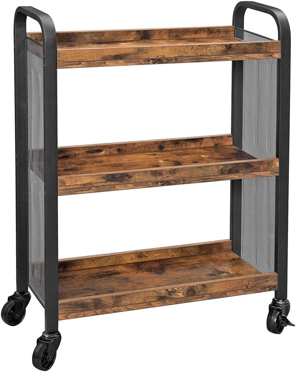 Köksvagn industriell - 66x26x85/77 cm - svartbrun