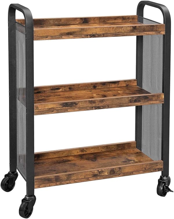 Keittiövaunu teollisuus - 66x26x85/77 cm - musta ruskea