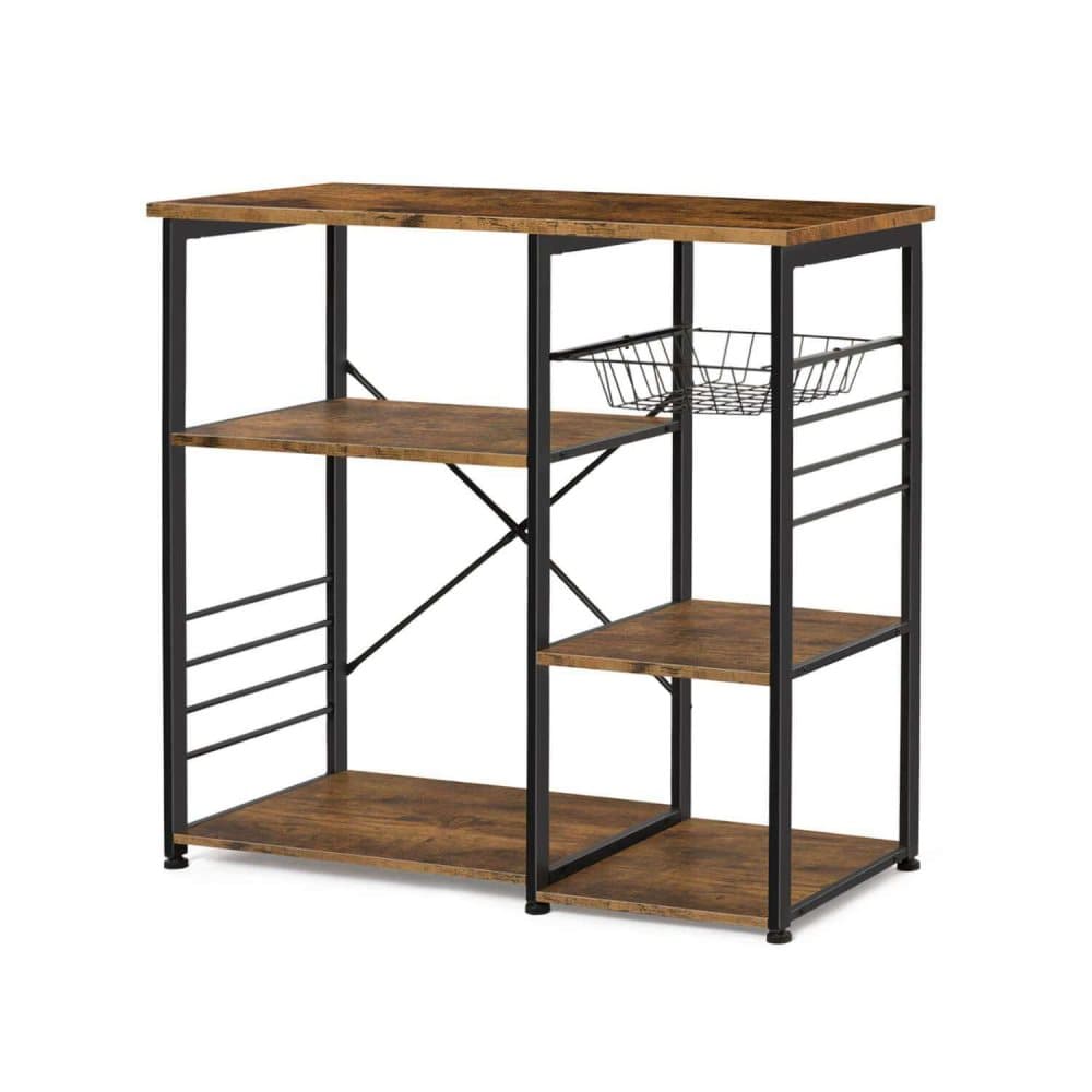 Rootz Köksskåp Industriell - Köksvagn - Köksskåp - Köksskåp Organizer - Krokar och hyllor - Mikrovågshylla - Vintage - 90 x 40 x 84 cm