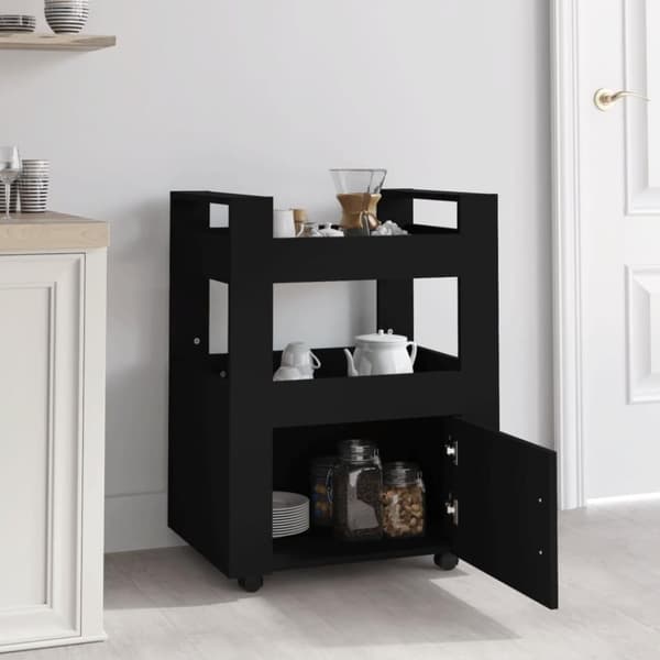 vidaXL Kjøkkentralle svart 60x45x80 cm konstruert tre