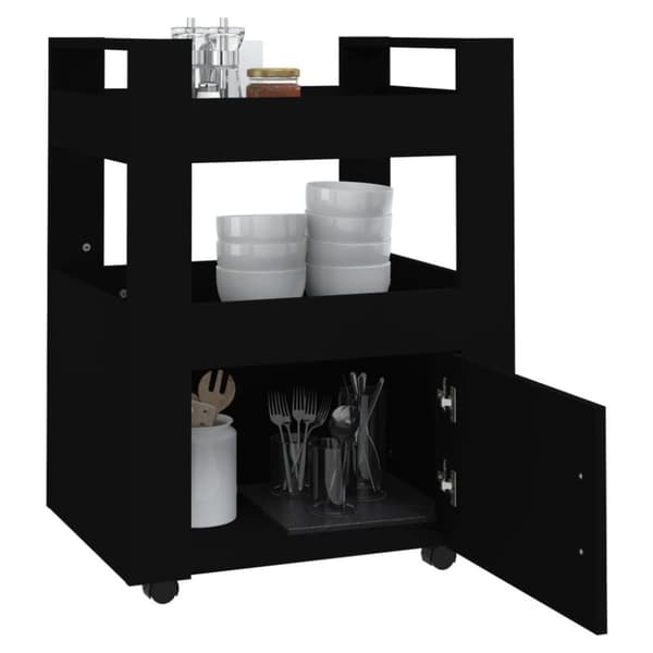 vidaXL Kjøkkentralle svart 60x45x80 cm konstruert tre
