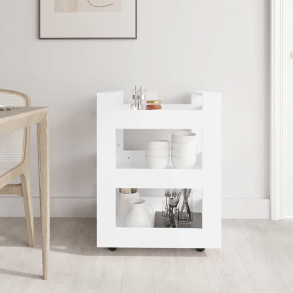 vidaXL køkkenvogn 60x45x80 cm konstrueret træ hvid