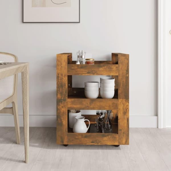vidaXL Köksvagn rökfärgad ek 60x45x80 cm konstruerat trä