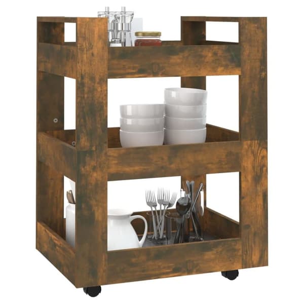 vidaXL Köksvagn rökfärgad ek 60x45x80 cm konstruerat trä