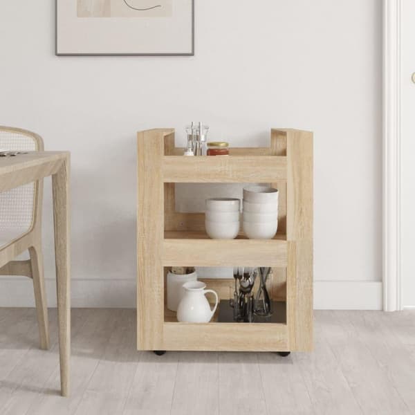 vidaXL Köksvagn sonoma-ek 60x45x80 cm konstruerat trä
