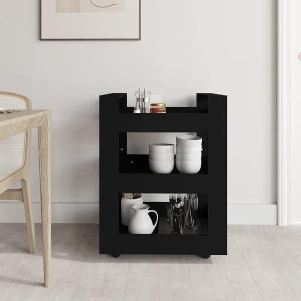vidaXL køkkenvogn 60x45x80 cm konstrueret træ sort