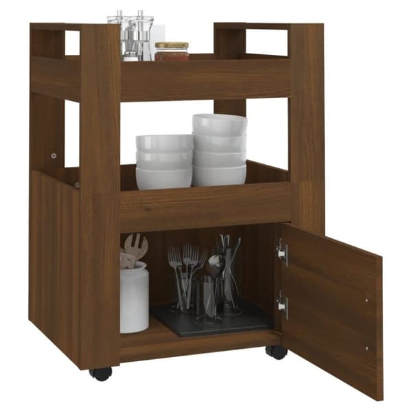 vidaXL Köksvagn brun ek 60x45x80 cm konstruerat trä