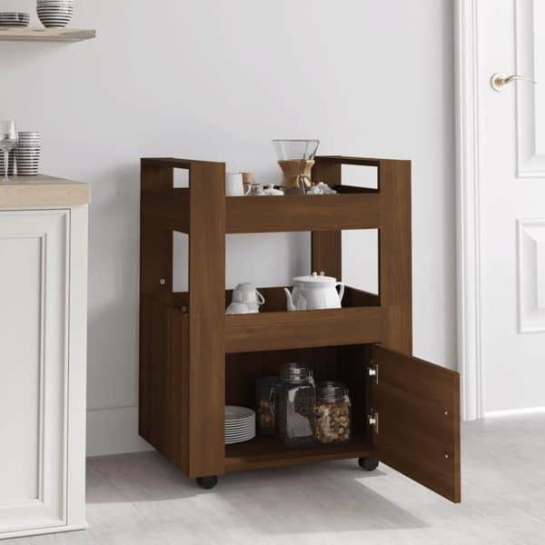 vidaXL køkkenvogn 60x45x80 cm konstrueret træ brun egetræsfarve