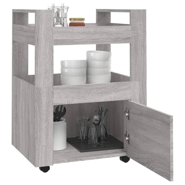 vidaXL Keittiövaunu harmaa Sonoma 60x45x80 cm tekninen puu