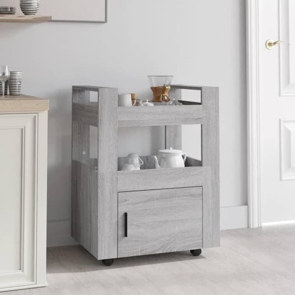 vidaXL Keittiövaunu harmaa Sonoma 60x45x80 cm tekninen puu