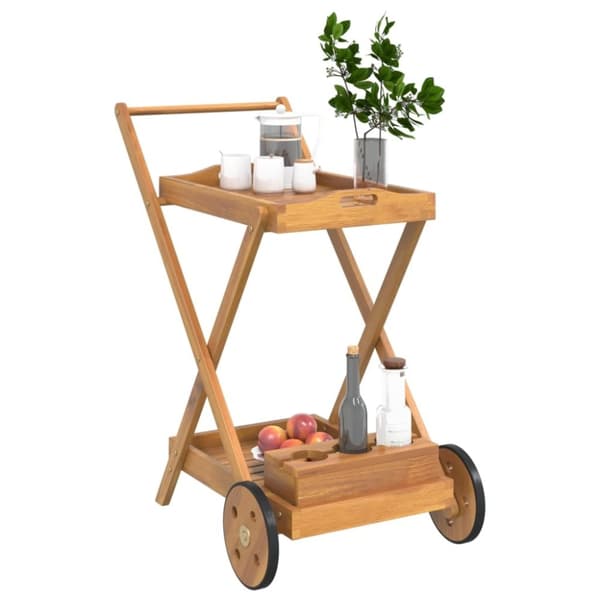 vidaXL Serveringsvagn 54x87x90 cm massivt akaciaträ