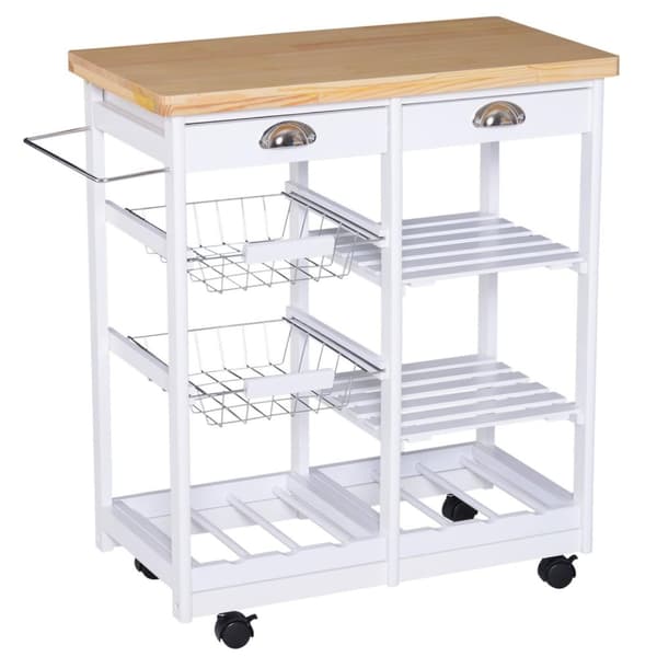 Rootz Serveringsvagn Kök - Vit, Natur - Konstruerat trä, Trä - 29,13 cm x 14,57 cm x 29,92 cm