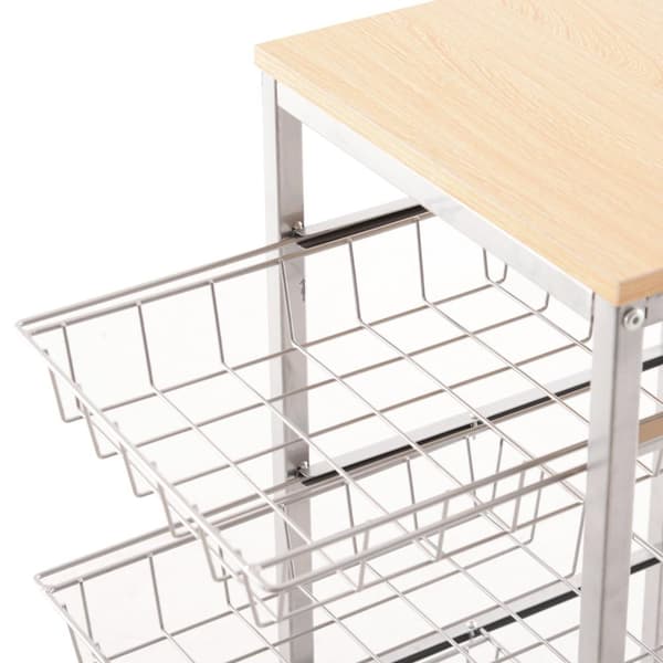 Nancy's Sandusky Keukentrolley - Keukenwagen - Serveerwagen - 4 -Laags - Draadmanden - 36,5 x 36,5 x 89 cm - Staal - MDF -