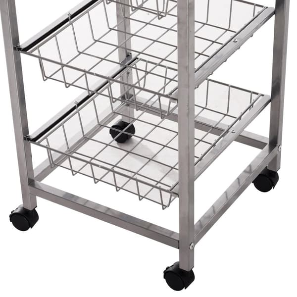 Nancy's Sandusky Keukentrolley - Keukenwagen - Serveerwagen - 4 -Laags - Draadmanden - 36,5 x 36,5 x 89 cm - Staal - MDF -