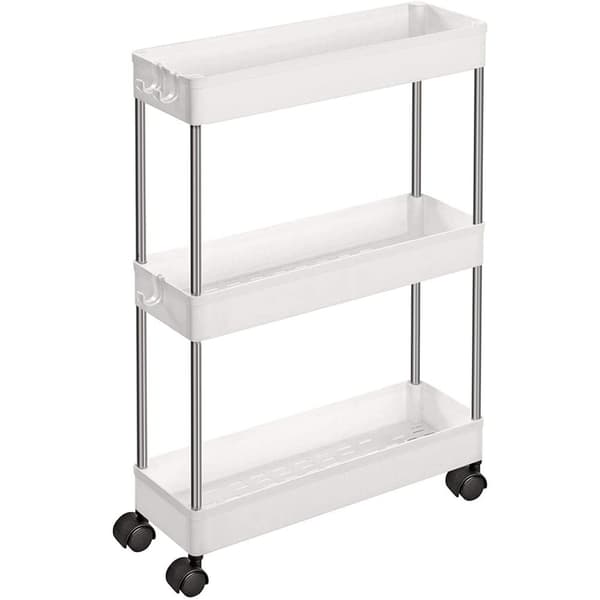 Rootz Køkkenvogn - Køkkenvogn - Serveringsvogn - 3 niveauer - Pladsbesparende - Hvid - 40 x 12,5 x 60 cm