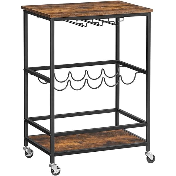 Rootz Köksvagn - Serveringsvagn - Barvagn - På hjul - Flaskställ - Glashållare - Brun - Svart - Bearbetat trä - Metall - 60 x 40 x 75 cm