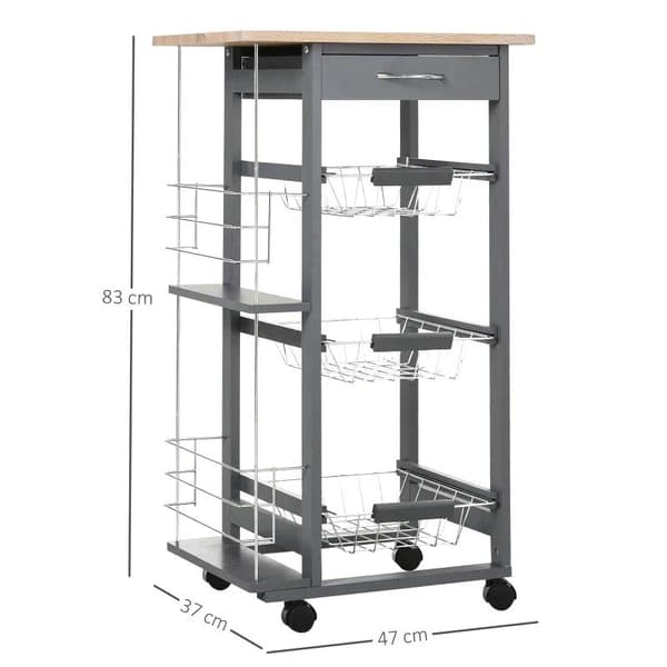 Rootz Køkkenvogn - Serveringsvogn - 2 hylder - Indendørs - Udendørs - Brun/Grå - B47 x D37 x H83 cm