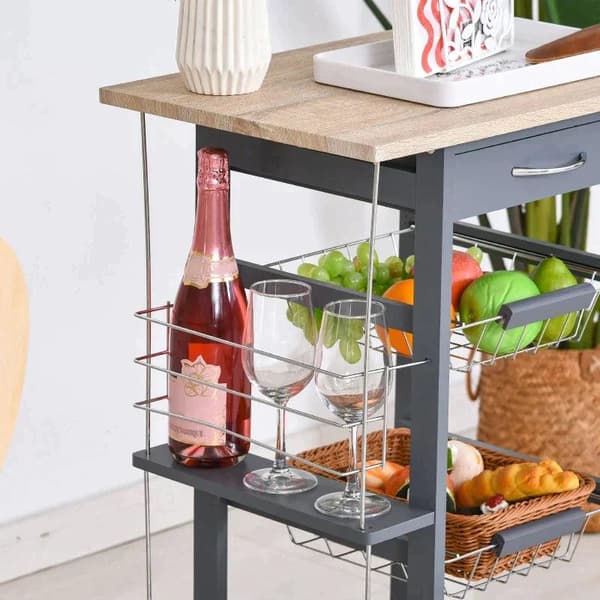 Rootz Køkkenvogn - Serveringsvogn - 2 hylder - Indendørs - Udendørs - Brun/Grå - B47 x D37 x H83 cm