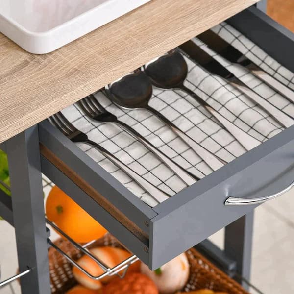 Rootz Køkkenvogn - Serveringsvogn - 2 hylder - Indendørs - Udendørs - Brun/Grå - B47 x D37 x H83 cm