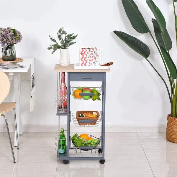 Rootz Køkkenvogn - Serveringsvogn - 2 hylder - Indendørs - Udendørs - Brun/Grå - B47 x D37 x H83 cm