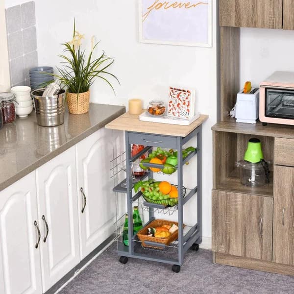 Rootz Køkkenvogn - Serveringsvogn - 2 hylder - Indendørs - Udendørs - Brun/Grå - B47 x D37 x H83 cm