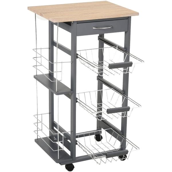 Rootz Køkkenvogn - Serveringsvogn - 2 hylder - Indendørs - Udendørs - Brun/Grå - B47 x D37 x H83 cm