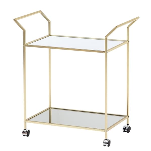 Rootz design serveringsvagn guld 73x78x37 cm köksvagn glas - metall - Mobilt sidobord - Matvagn med glasskiva - Minibar tevagn på 4 hjul