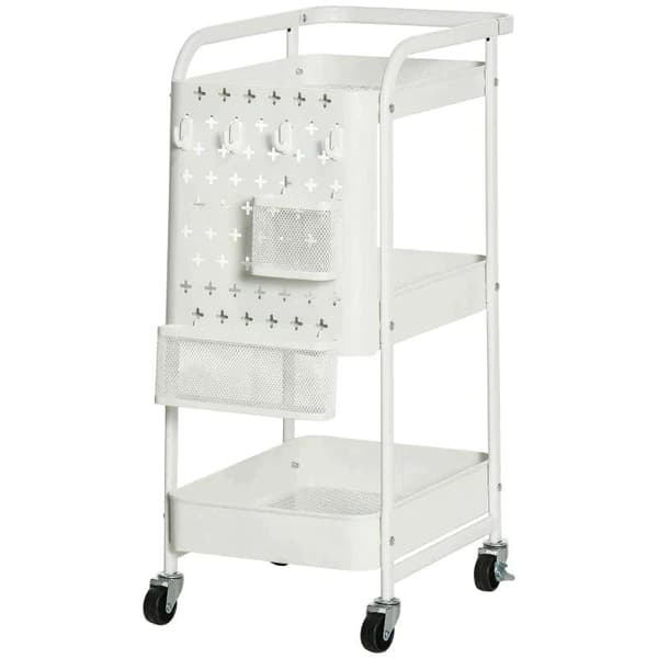 Rootz Köksvagn - Vagn - Med 3 hyllor och sidopanel - Stål/PP - Vit - 51,5 x 32 x 75,6 cm