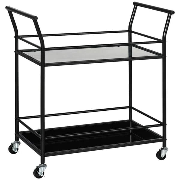 Rootz Køkkenvogn - Serveringsvogn - Med 4 hjul - 2 hylder og håndtag - Sort - 75 cm x 40 cm x 80 cm