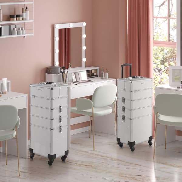 Rootz Trolley - Kosmetisk etui Trolley - 4-i-1 design - Makeup etui med hjul - Rejse makeup Organizer - Stor kapacitet Makeup opbevaring - Aluminiumss