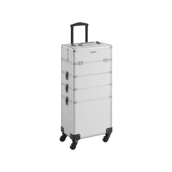 Rootz Trolley - Kosmetisk etui Trolley - 4-i-1 design - Makeup etui med hjul - Rejse makeup Organizer - Stor kapacitet Makeup opbevaring - Aluminiumss