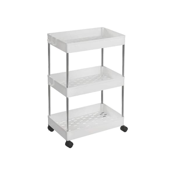 Rootz Köksvagn - Rullhylla - Serveringsvagn - 3-vånings köksvagn - Vagnställ - Förvaringsvagnsställ - Mobilt vagnställ - Vit - 40 x 22 x 60 cm