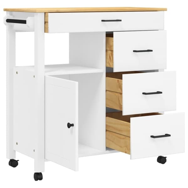 vidaXL køkkenvogn MONZA 84x40x90 cm massivt fyrretræ