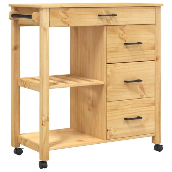 vidaXL Keittiövaunu MONZA 84x40x90 cm täysi mänty