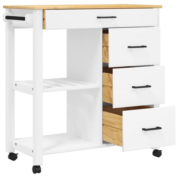 vidaXL Keittiövaunu MONZA 84x40x90 cm täysi mänty