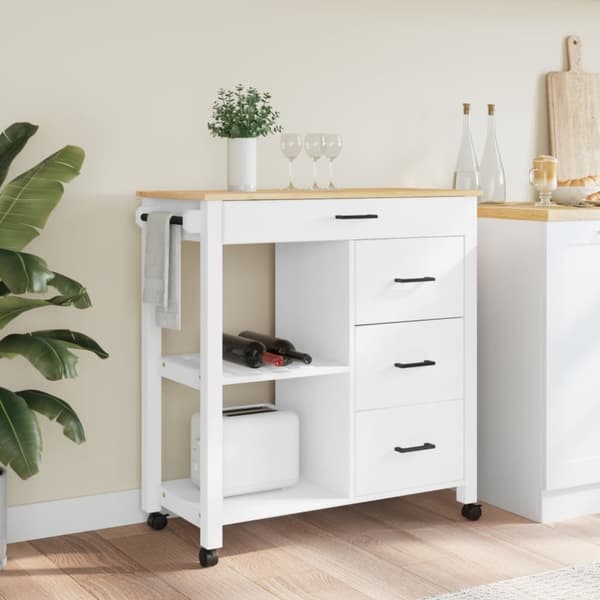 vidaXL Keittiövaunu MONZA 84x40x90 cm täysi mänty