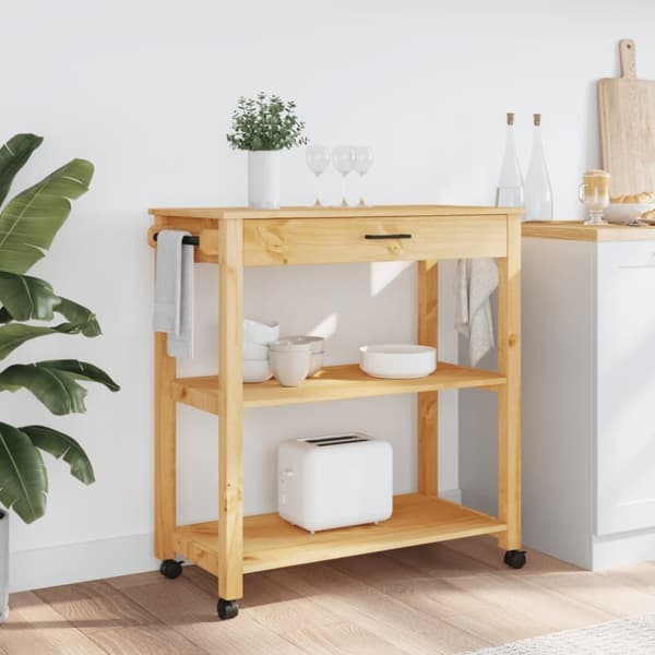 vidaXL Keittiövaunu MONZA 84x40x90 cm täysi mänty