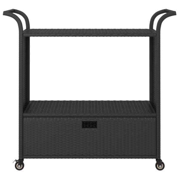 Baarivaunu laatikolla musta 100x45x97 cm polyrottinki