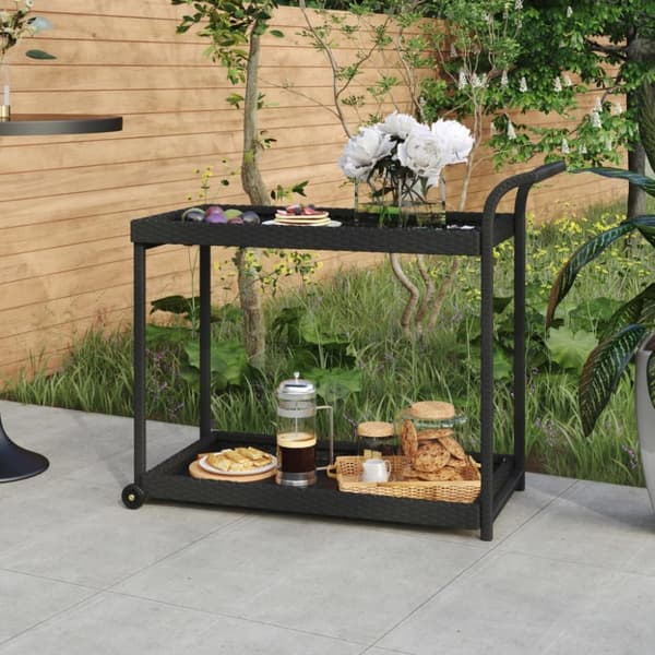 barvogn 100x45x83 cm polyrattan sort