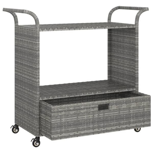 Baarivaunu laatikolla harmaa 100x45x97 cm polyrottinki