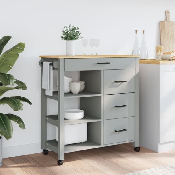 vidaXL Kjøkkenvogn MONZA 84x40x90 cm heltre furu
