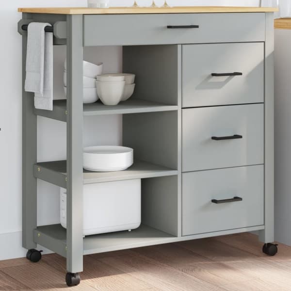 vidaXL Keittiövaunu MONZA 84x40x90 cm täysi mänty