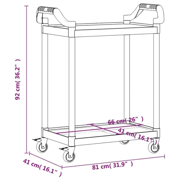vidaXL 2-tasoinen Vaunu harmaa 81x41x92 cm alumiini