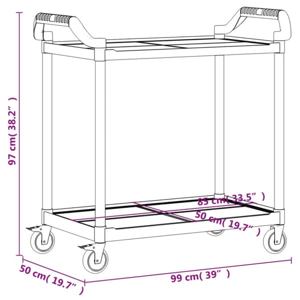 vidaXL Rullvagn 2 våningar grå 99x50x97 cm aluminium