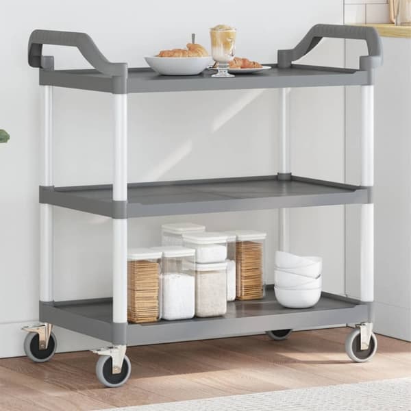 vidaXL vogn med 3 hylder 99x50x96 cm aluminium grå