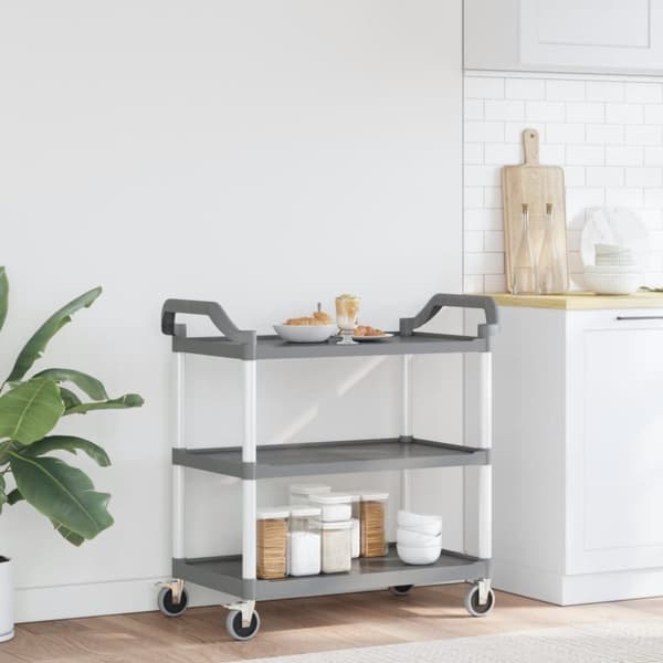 vidaXL vogn med 3 hylder 99x50x96 cm aluminium grå