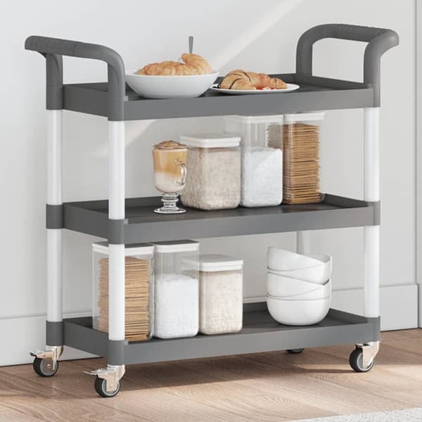 vidaXL 3-tasoinen Vaunu harmaa 77x34x72 cm alumiini