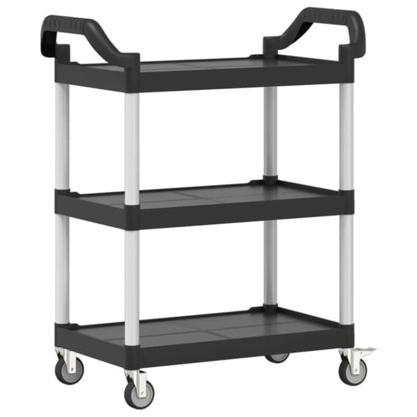 vidaXL Tralle 3 hyller svart 81x41x92 cm aluminium