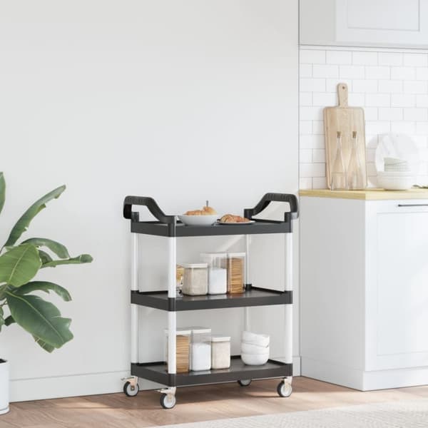 vidaXL Tralle 3 hyller svart 81x41x92 cm aluminium